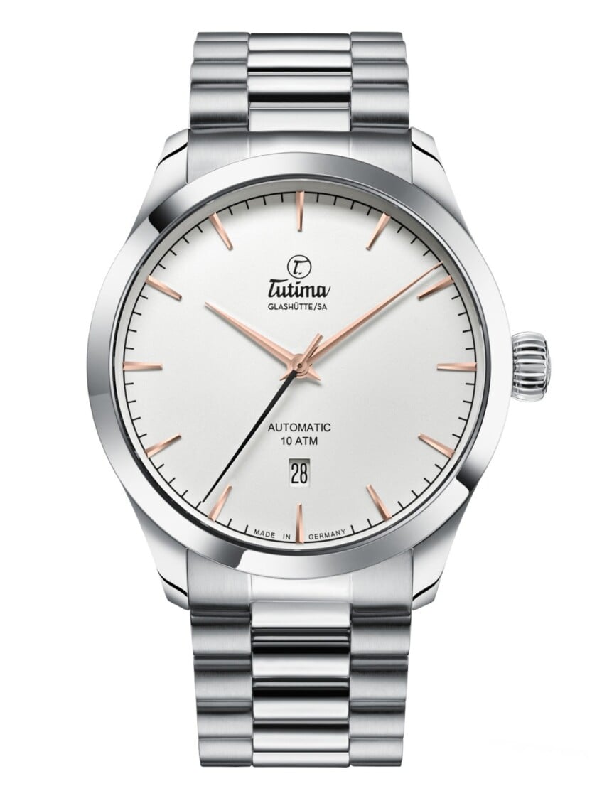 Tutima Grand Flieger Aero Club Silver White Bracelet Watch 6105-56