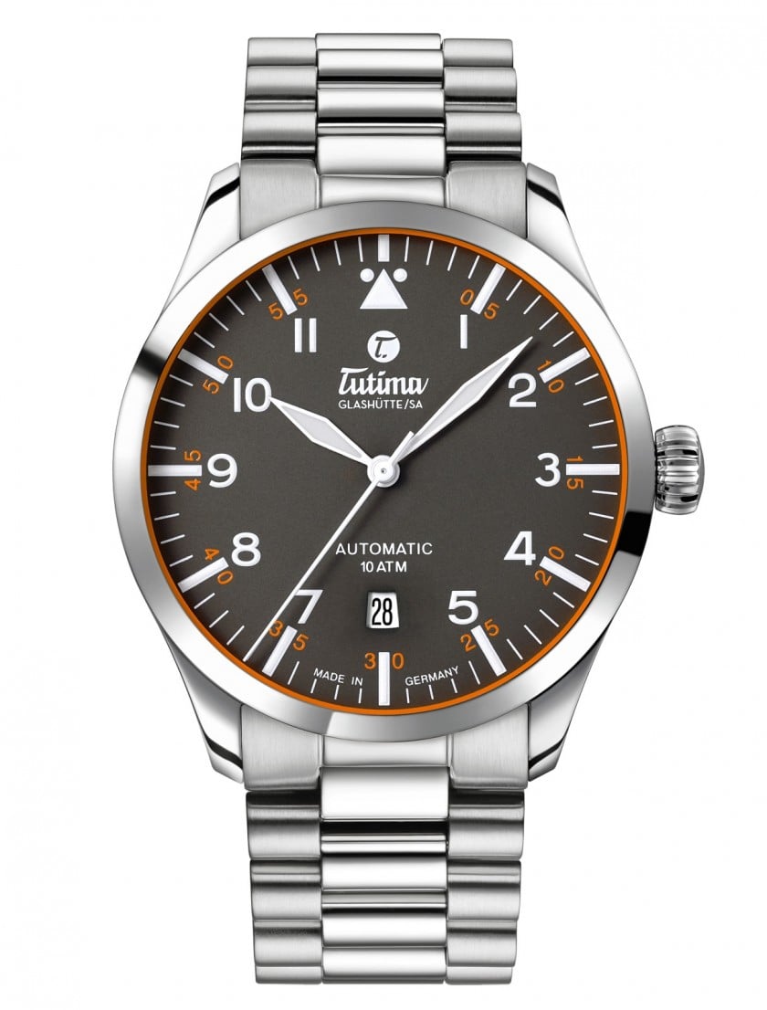 Tutima Grand Flieger Automatic Grey Dial Bracelet Watch 6105-04