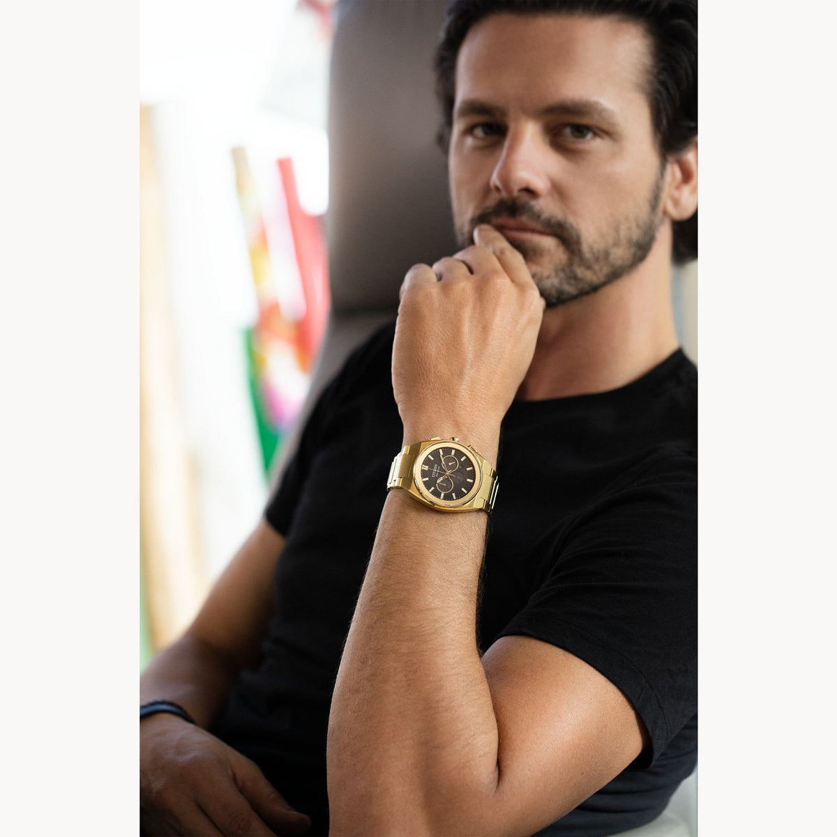 Axiom SC Black Dial Stainless steel Citizen watch CA4582-54E