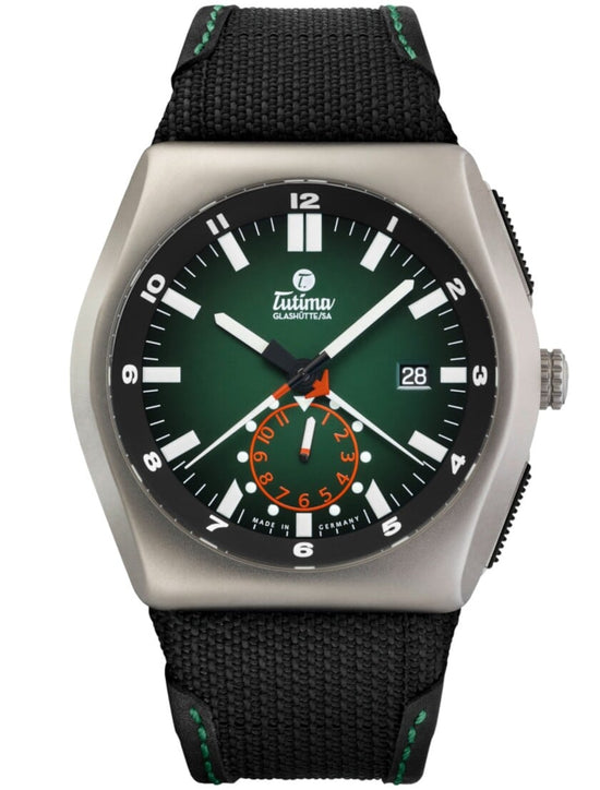 Load image into Gallery viewer, Tutima M2 Pearlblasted Titanium Green Dial Kevlar Strap Watch 6450-04
