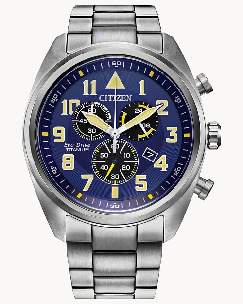 Citizen Garrison Blue DIal Super Titanium Bracelet Watch AT2480-57L