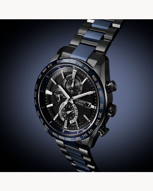 Load image into Gallery viewer, Citizen Attesa Black Dial Super Titanium Bracelet Watch AT8187-75E
