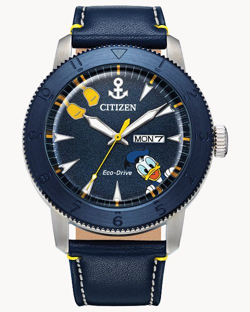 Citizen Donald Duck Blue Dial Leather Strap Watch AW0075-06W