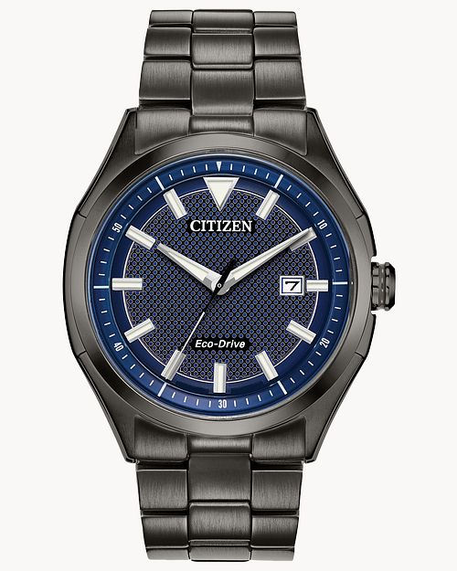 Citizen Weekender Eco-Drive Black Blue Dial Stainless Steel Watch AW1147-52L