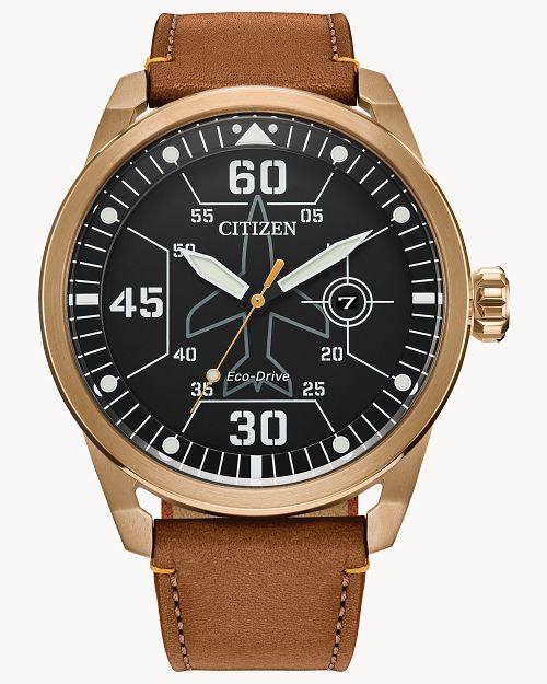 Load image into Gallery viewer, Citizen Avion Black Dial Leather Strap Watch AW1733-09E
