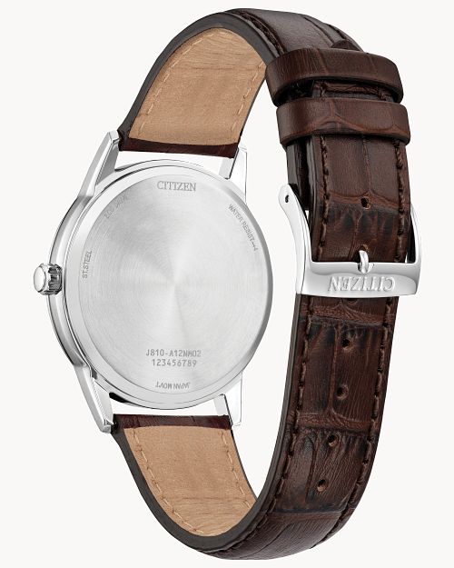 Citizen Classic Silver-Tone Leather Strap Watch AW1780-25A