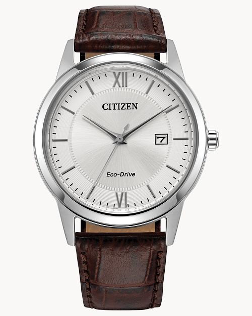 Citizen Classic Silver-Tone Leather Strap Watch AW1780-25A