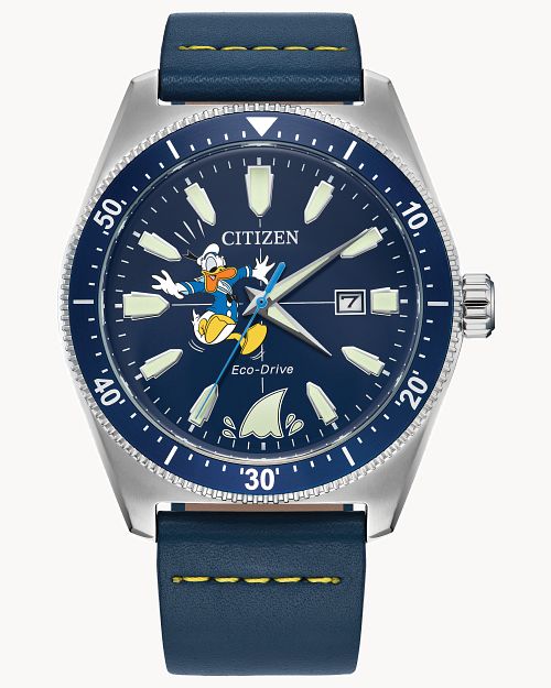 Citizen Donald Duck Blue Dial Leather Strap Watch AW1790-05W