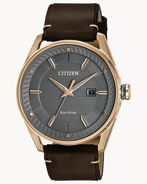 Citizen Weekender Eco-Drive Rose Gold Leather Strap Watch BM6983-00H