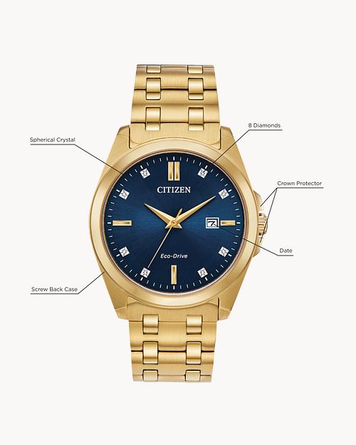 Citizen Peyten Blue Dial Gold Stainless Steel Watch BM7103-51L