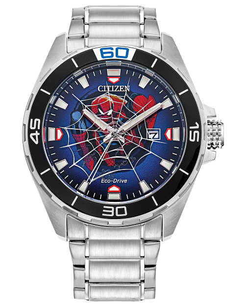 Citizen Spider-Man Blue Dial Dtainless Steel Bracelet Watch BM7610-52W