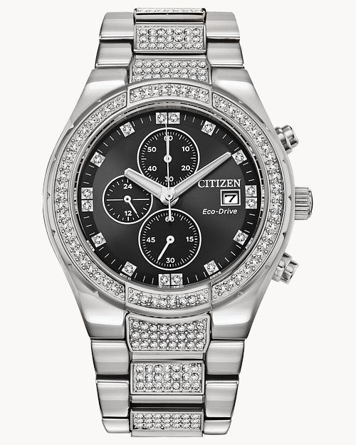 Citizen Crystal Black Dial Stainless Steel Bracelet Watch CA0750-53E