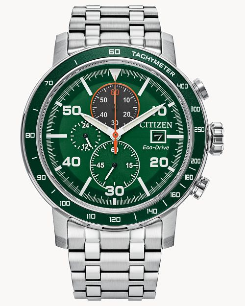 Load image into Gallery viewer, Citizen Brycen Green Dial Stainless Steel Bracelet Watch CA0851-56X
