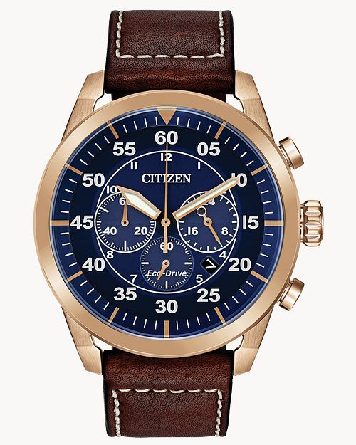 Load image into Gallery viewer, Citizen Avion Rose Gold Blue Dial Watch CA4213-18L
