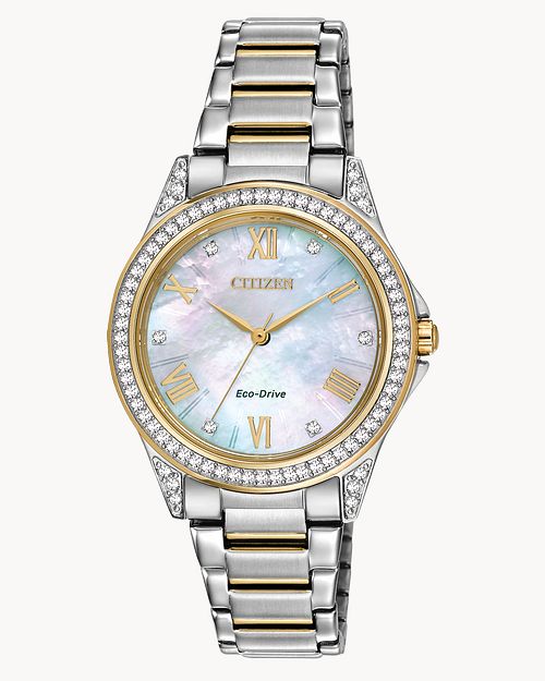 Load image into Gallery viewer, Citizen Weekender Ladies Eco-Drive Steel Mother-of-Pearl Dial Watch EM0234-59D
