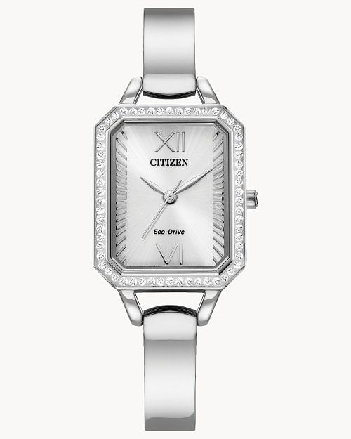 Citizen Silhouette Crystal Silver-Tone Dial Bangle EM0980-50A