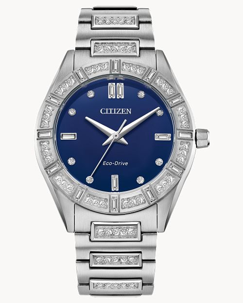 Citizen Silhouette Crystal Blue Dial Stainles Steel Bracelet Watch EM1020-57L