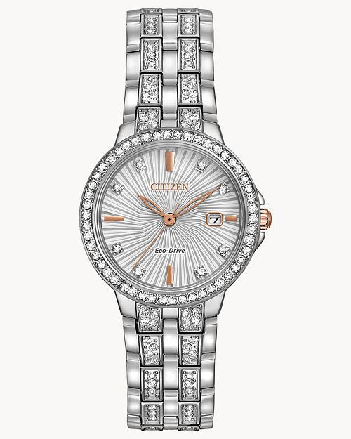 Citizen Silhouette Crystal Ladies Eco-Drive Silver Watch EW2340-58A