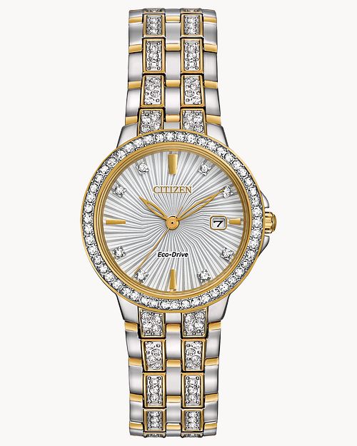Load image into Gallery viewer, Citizen Silhouette Crystal Ladies Eco-Drive Sparkle Diamond Watch EW2344-57A
