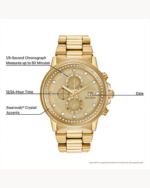 Citizen Crystal Gold Dial Watch FB3002-53P