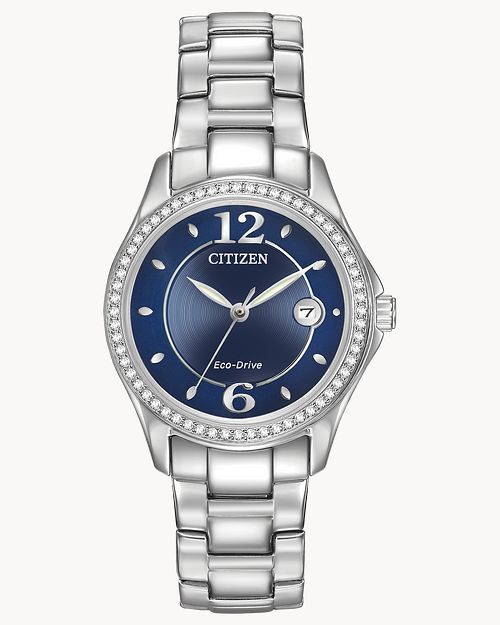 Load image into Gallery viewer, Citizen Silhouette Crystal Ladies Eco-Drive Blue Watch FE1140-86L
