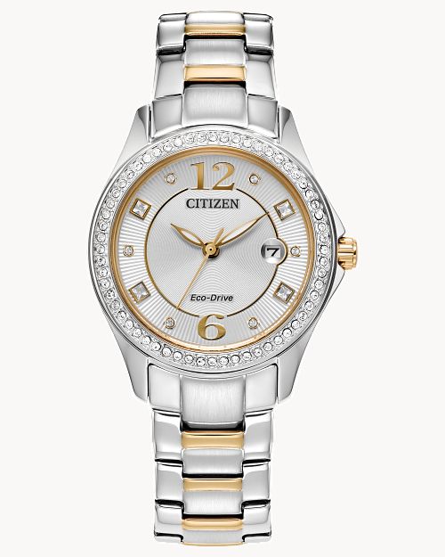 Citizen Crystal Silver-Tone Dial Bracelet Watch FE1146-71A