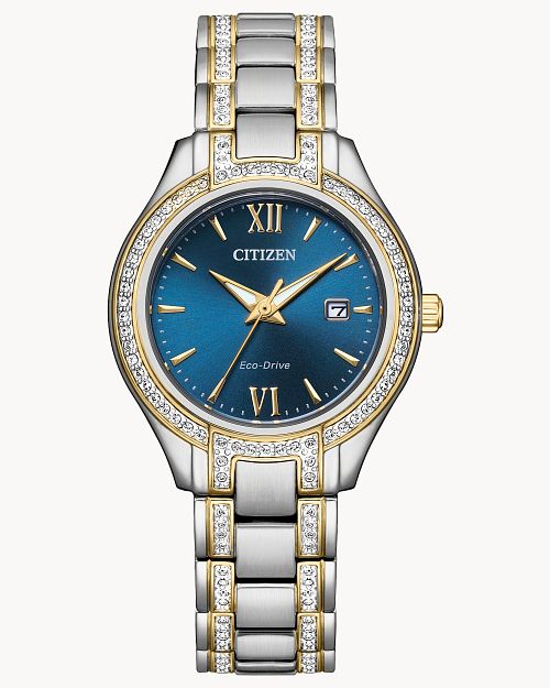 Load image into Gallery viewer, Citizen Silhouette Crystal Navy Dial Stainless Steel Bracelet Watch FE1234-50L
