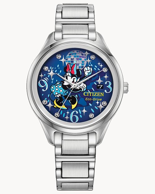 Citizen Dancing Minnie Mouse Blue Dial Stainless Steel Watch FE6106-52W