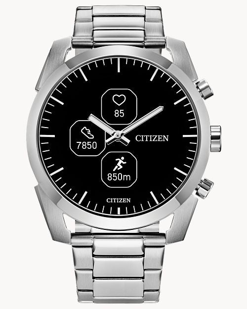 Citizen Smart Hybrid Black Dial Stainless Steel Bracelet Watch JX2010-55E