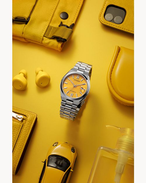 Citizen “TSUYOSA” Collection Yellow Dial Stainless Steel Bracelet Watch NJ0150-56Z