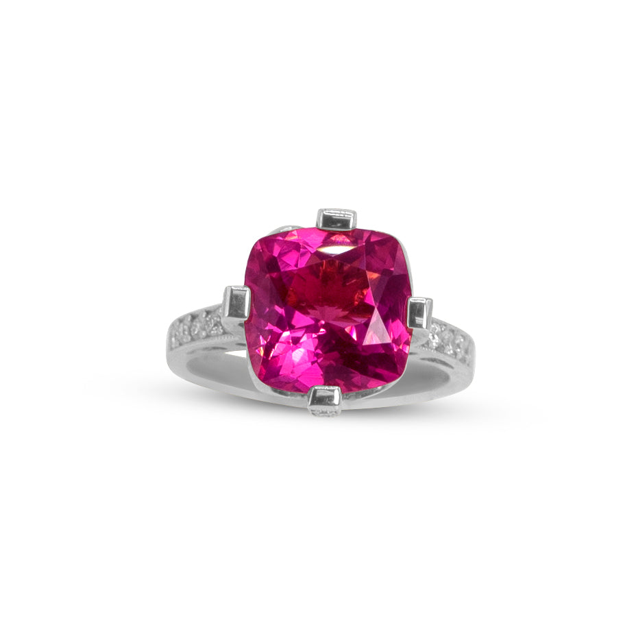 14k Pink Tourmaline and Diamond Fashion Ring