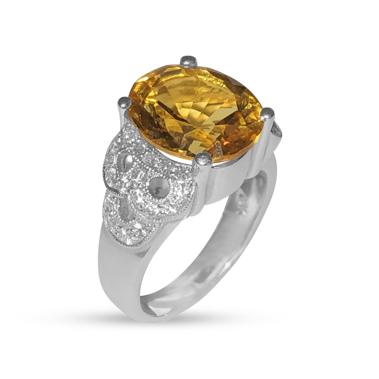 18K Citrine & Diamond Fashion Ring