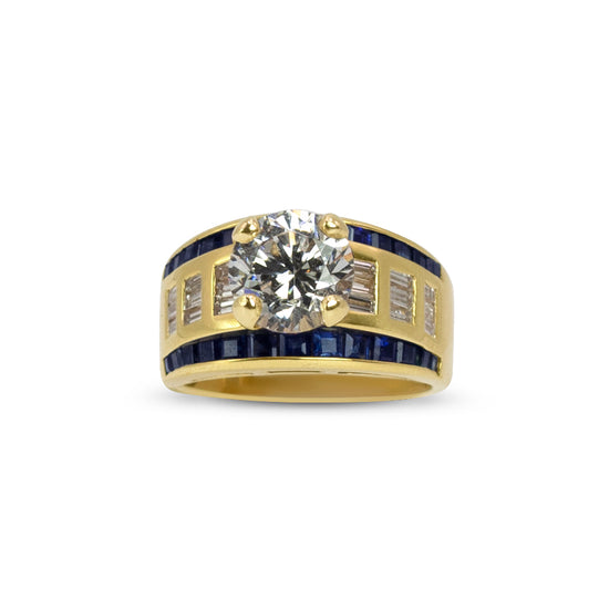 18k Diamond and Sapphire Vintage Style Mounting