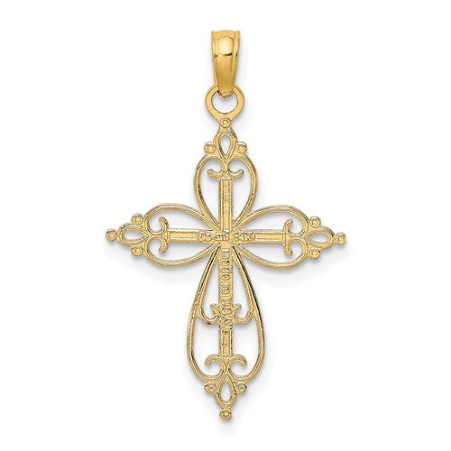 Load image into Gallery viewer, 10K Two-Tone Beaded Cross Pendant
