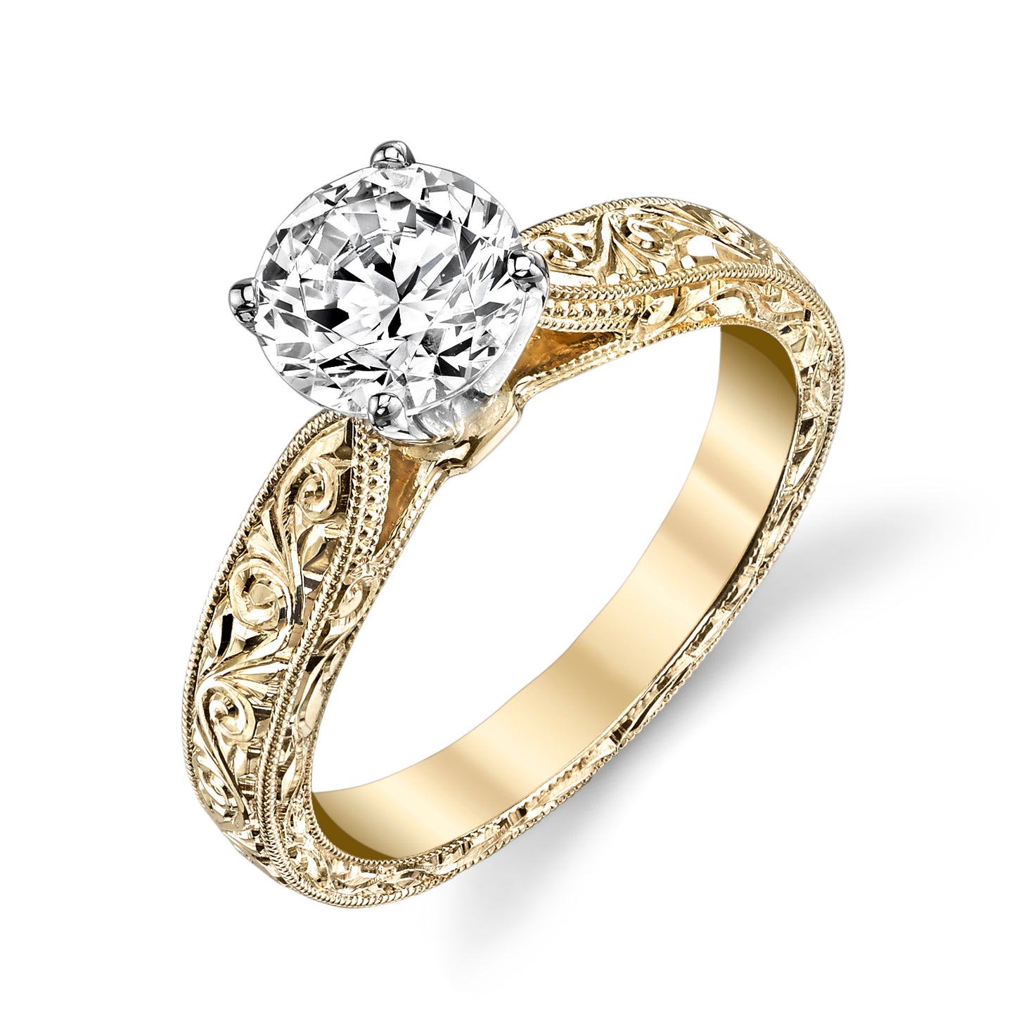 Diamond Solitaire Filigree Engagement Ring Mounting