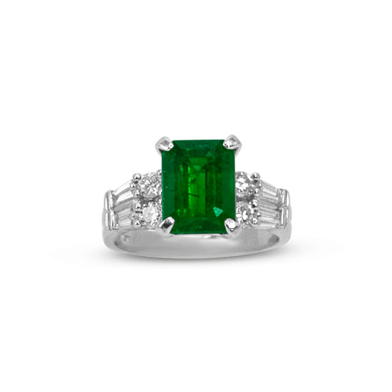 Load image into Gallery viewer, Platinum Emerald and Diamond Ring
