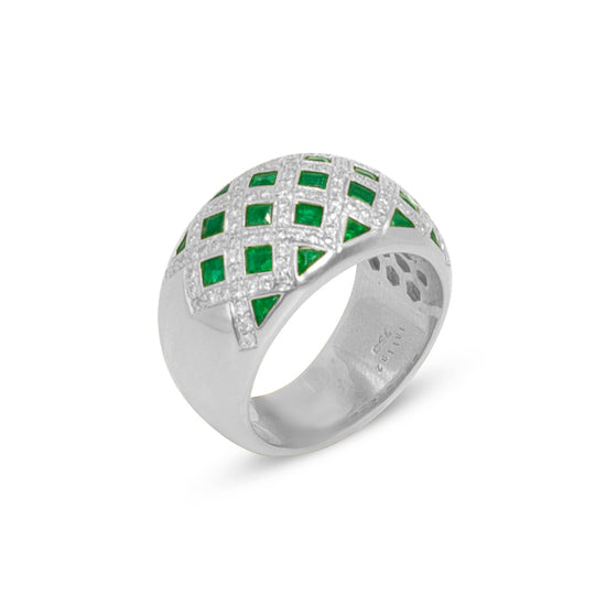 Load image into Gallery viewer, 18k Gold Emerald and Diamond Fashion Band
