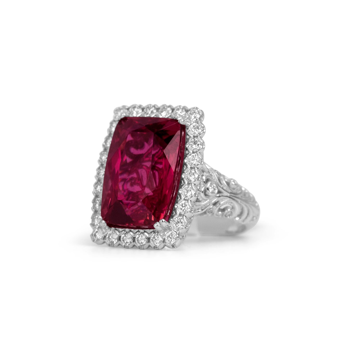 18k Orchid Tourmaline and Diamond Ring
