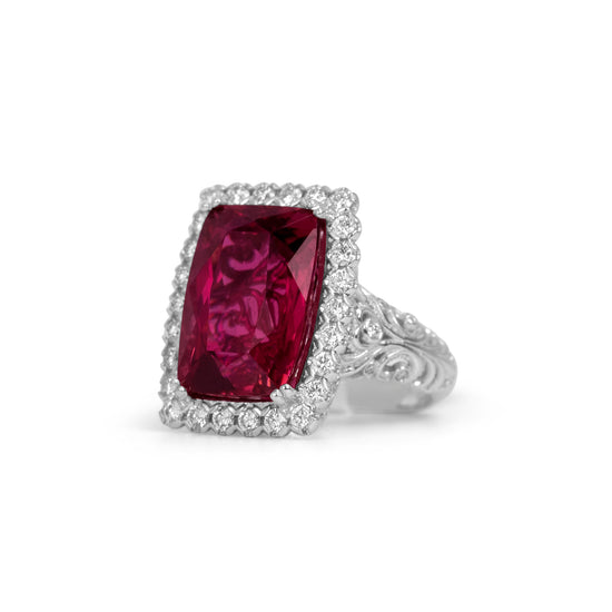 18k Orchid Tourmaline and Diamond Ring