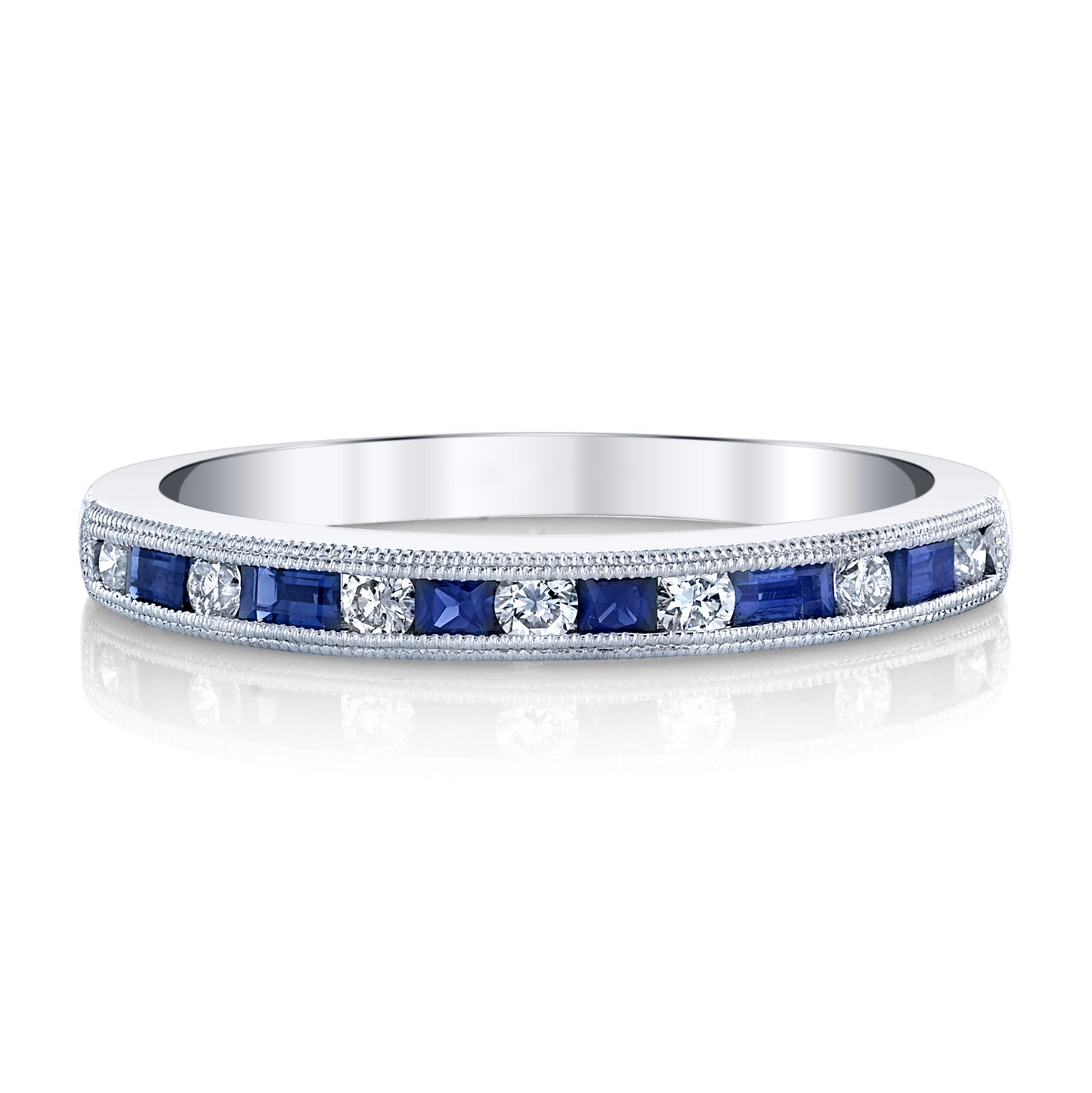 Load image into Gallery viewer, Women&amp;#39;s Sapphire and Diamond Wedding Band
