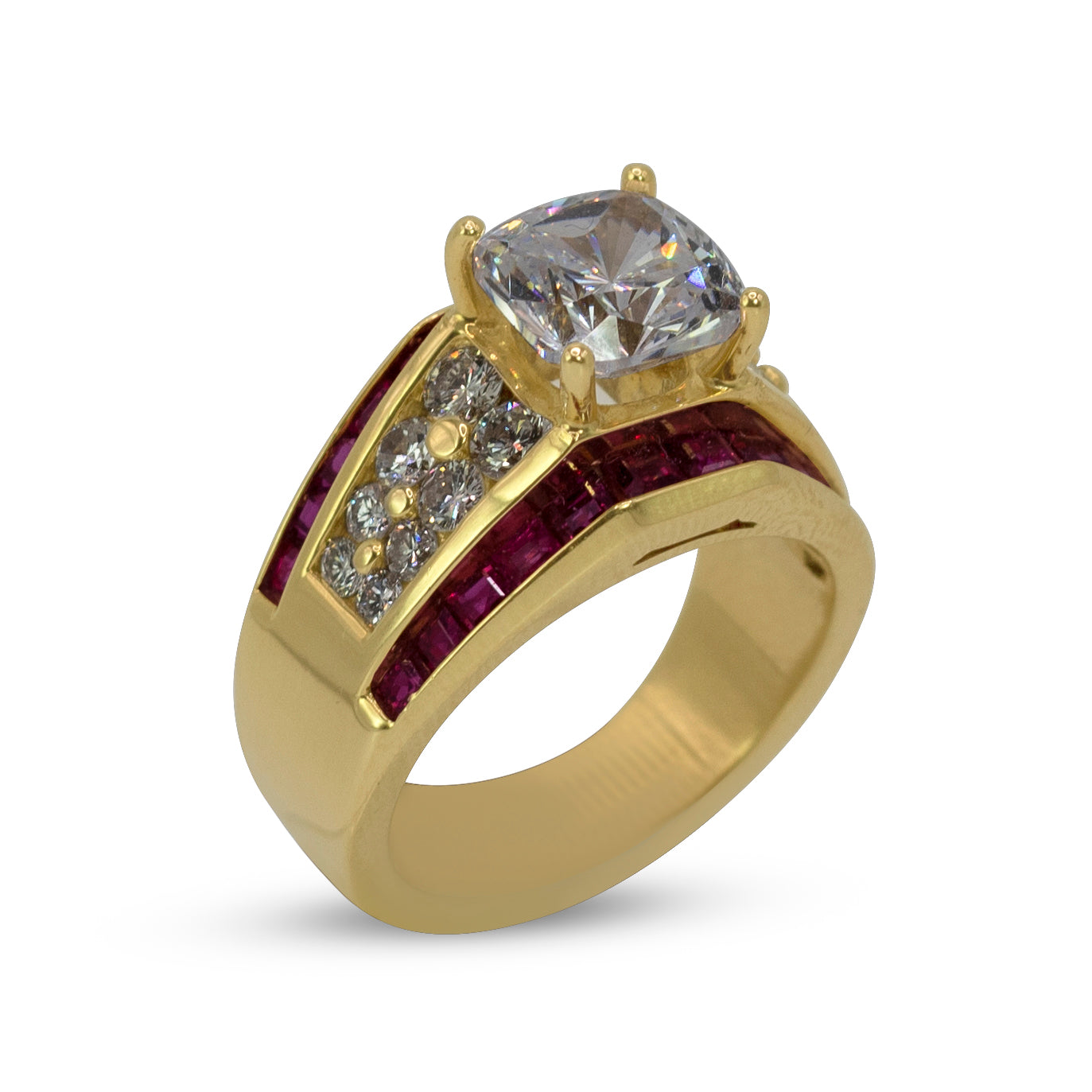 18k Fancy Ruby and Diamond Mounting Vintge Style Ring