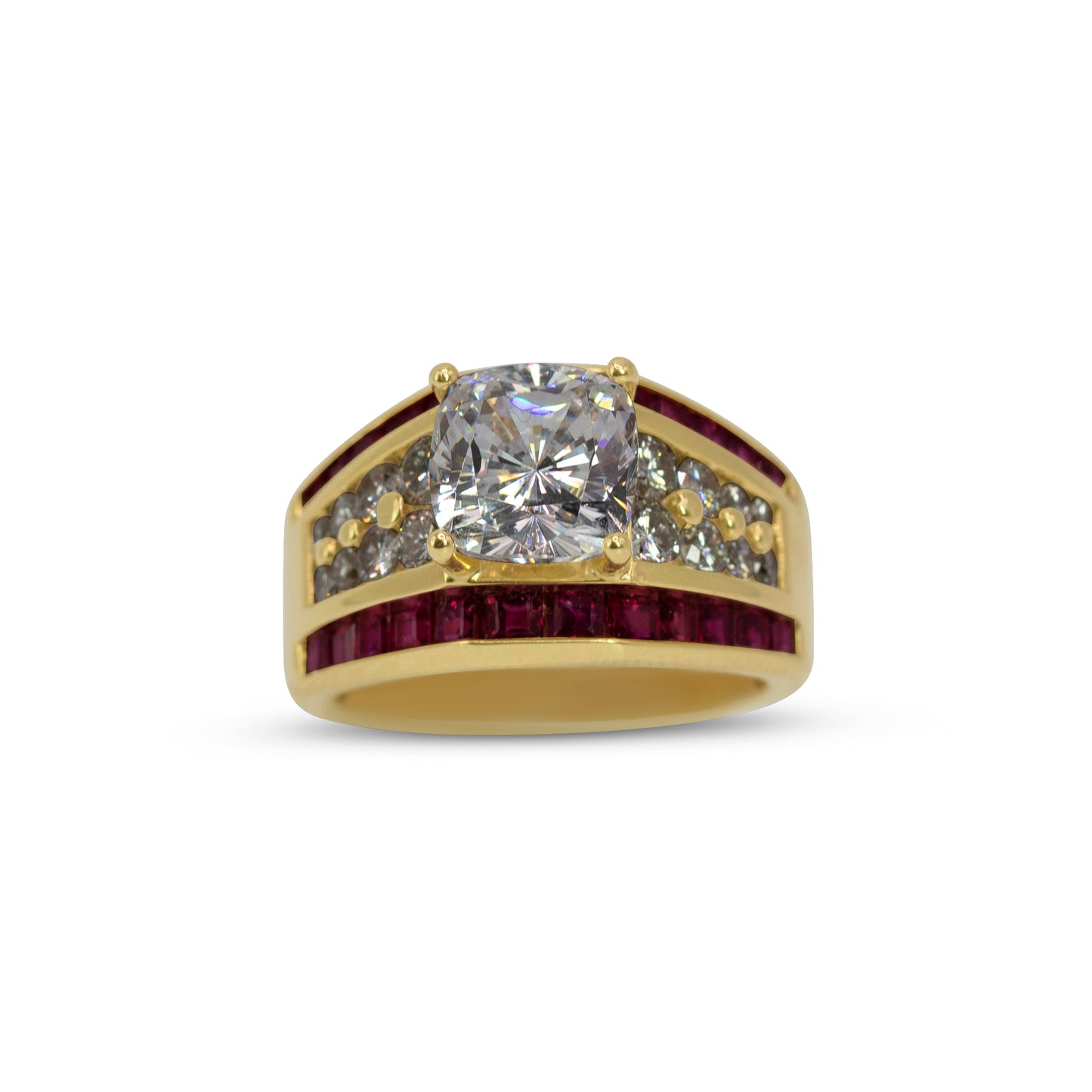18k Fancy Ruby and Diamond Mounting Vintge Style Ring
