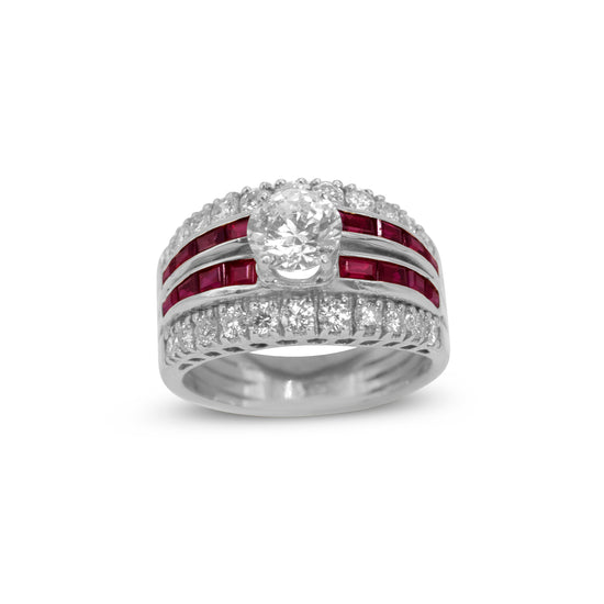 18k Yellow Ruby and Diamond Vintage Style Mounting