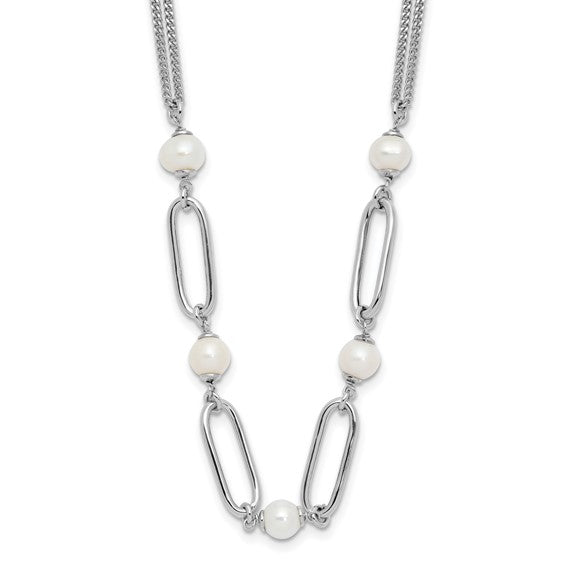 Sterling Silver RH-plated Polished FWC Pearls